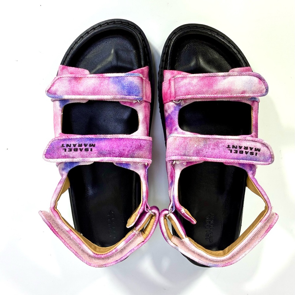 Isabel Marant Madee Platform Sandal Mulberry Tie Dye 41 10 NEW Flat Pink Purple - Picture 7 of 17